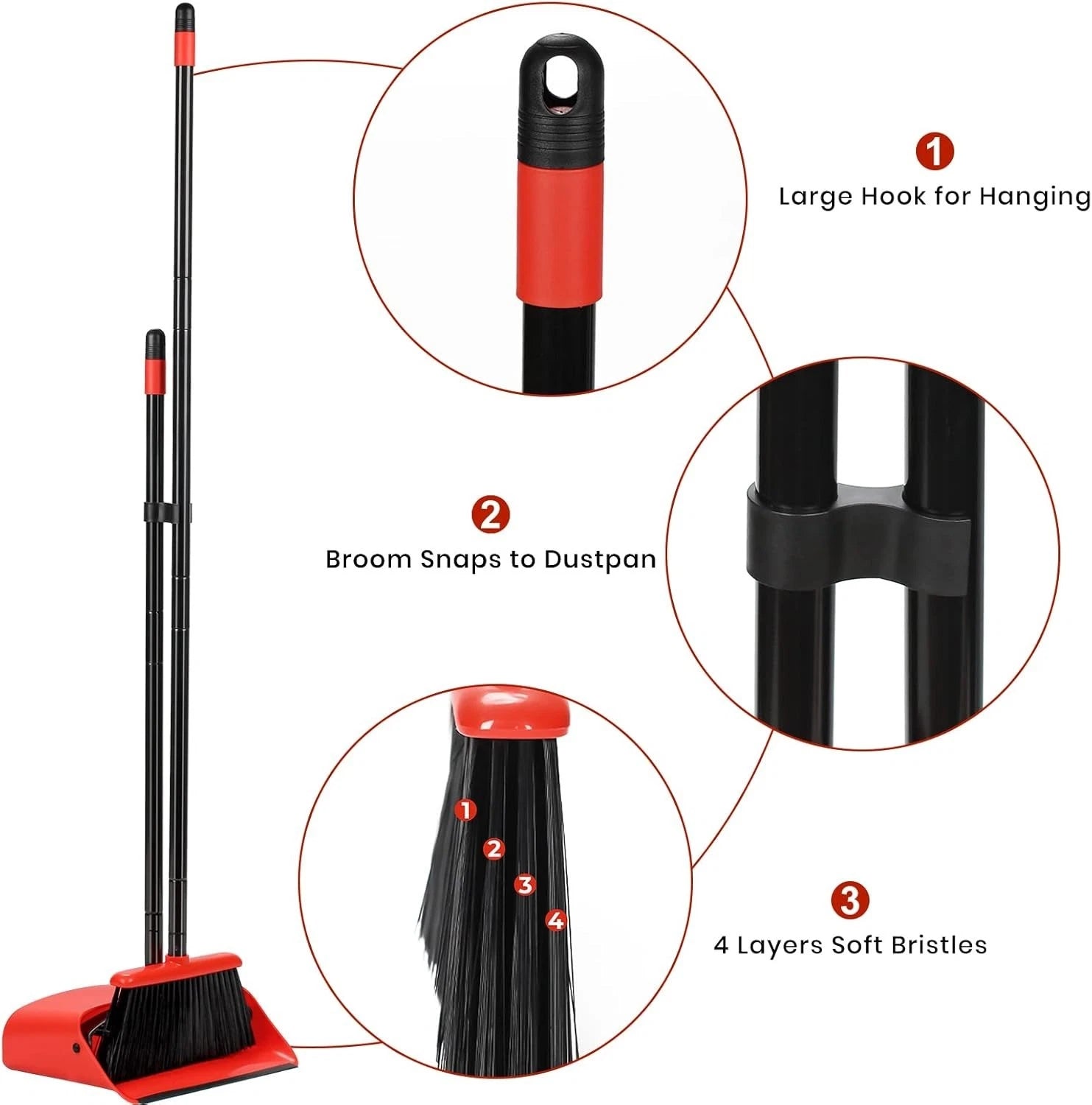 Elegant 52-Inch Broom and Dustpan Set: Perfect for Effortless Home Cleaning