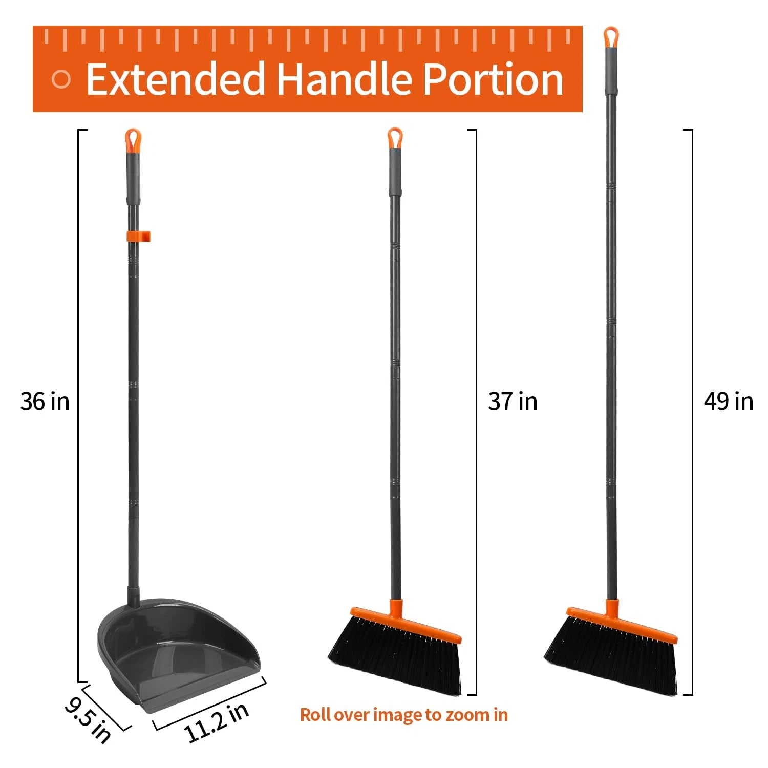 Long Handle Broom with Dustpan Combo Set for Office Home Kitchen Lobby Floor ...