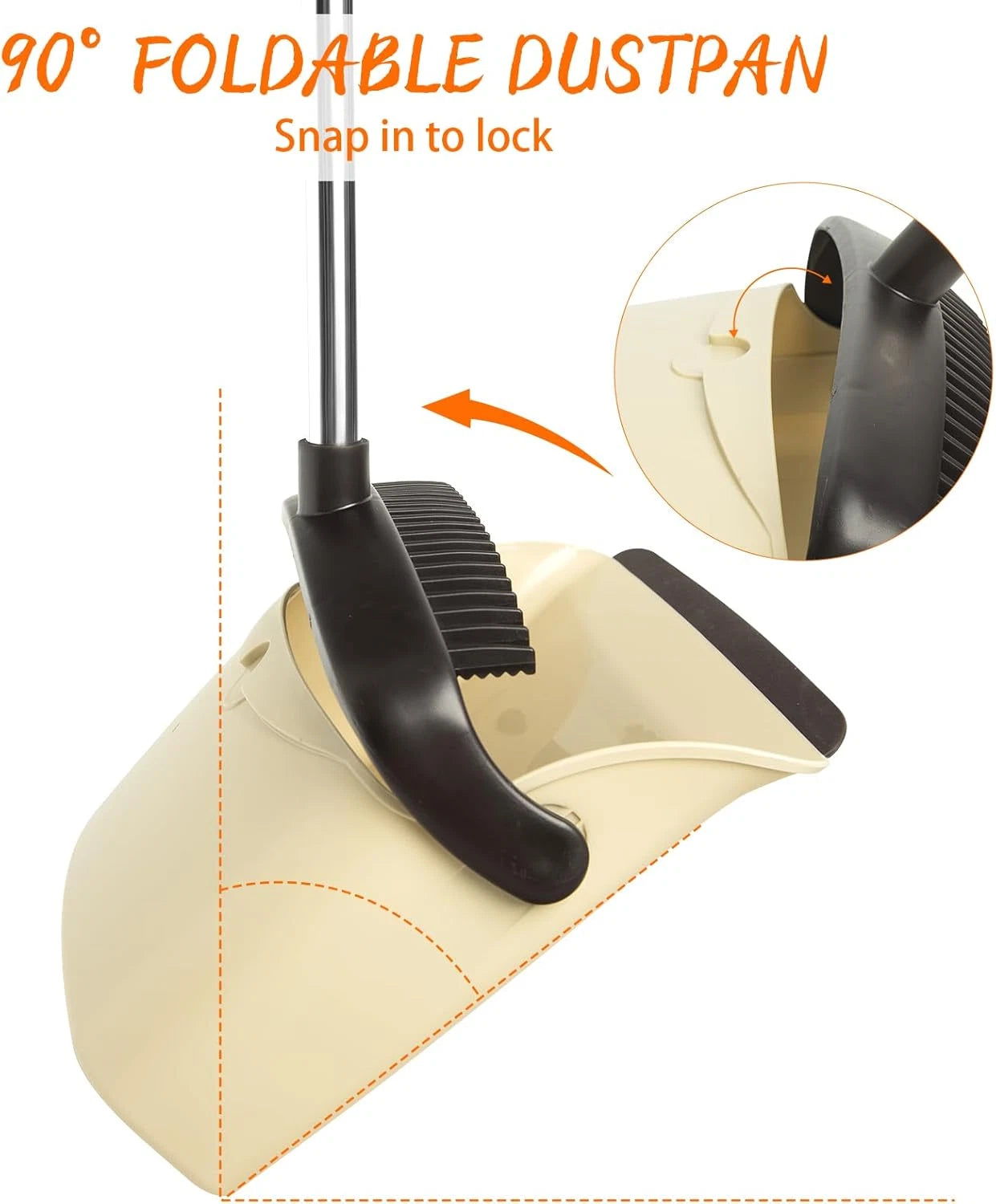 Broom and Dustpan Set, Dustpan Combo with 51" Stainless Steel Long Handle Brooms