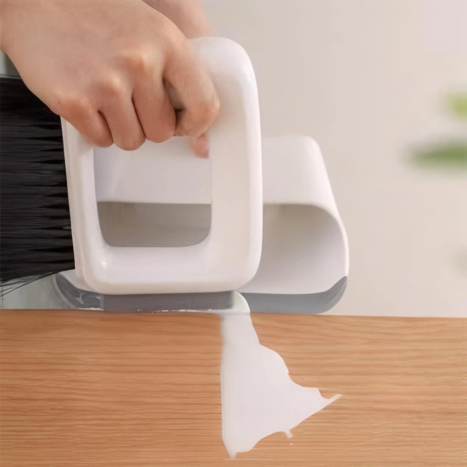 Compact Dustpan and Broom Set with Scrubber TPR Handle ABS Nylon Design Space...