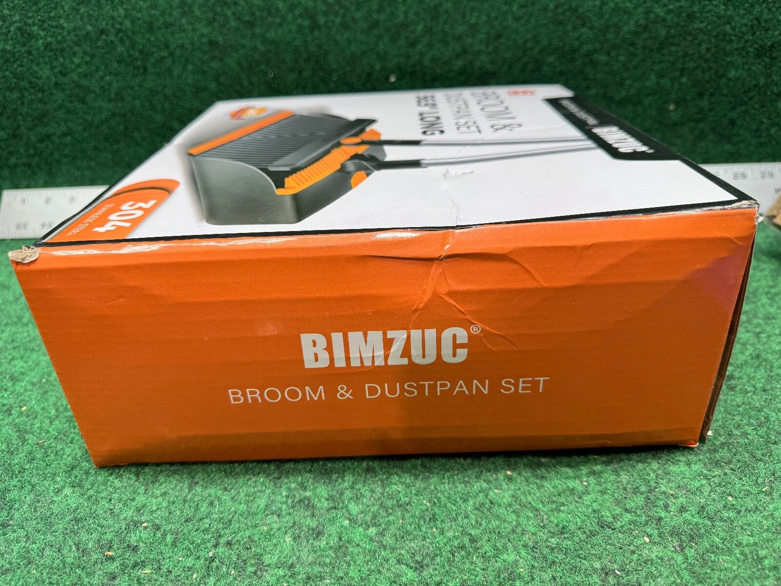 BIMZUC Broom and Dustpan Set for Home, Steel Dust Pan with 56.9" Long