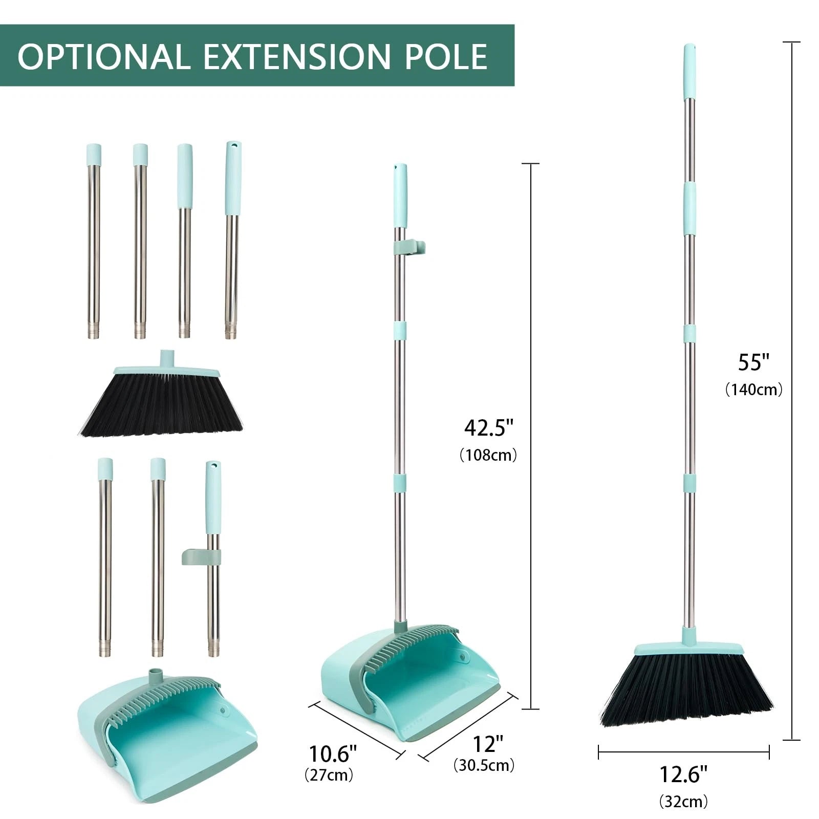 Broom and Dustpan Set Dustpans with Broom Combo for Home Heavy Dust Broom and...