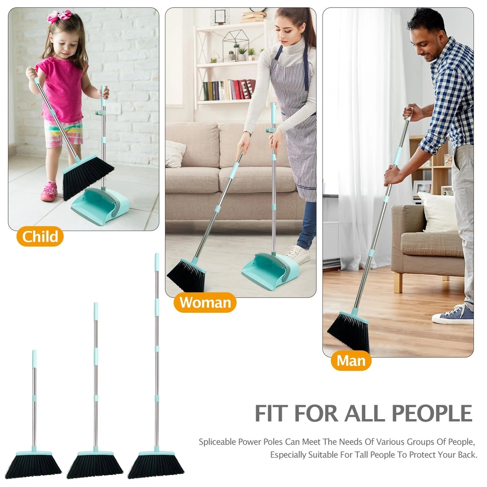 Broom and Dustpan Set Dustpans with Broom Combo for Home Heavy Dust Broom and...