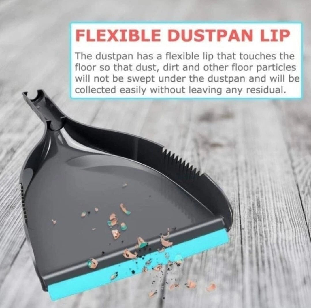 Guay Clean Angled Broom and Dustpan Set with Adjustable Handle - Easy Sweeping