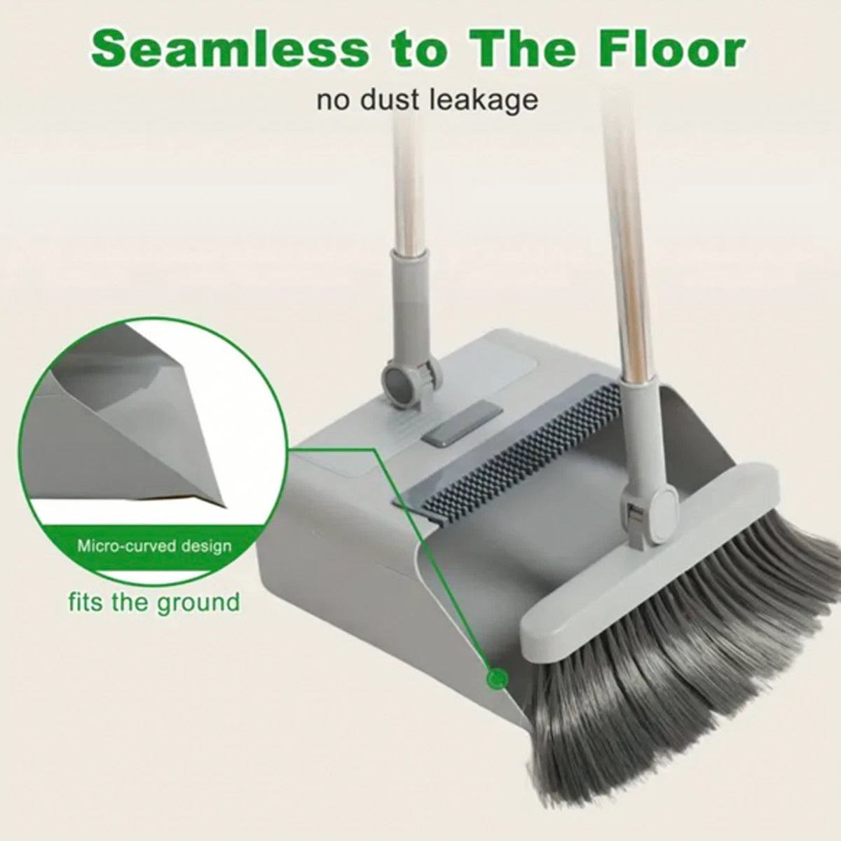 3 in 1 Home Cleaning Floor Foldable Broom and Dustpan Set Push Broom Long Handle