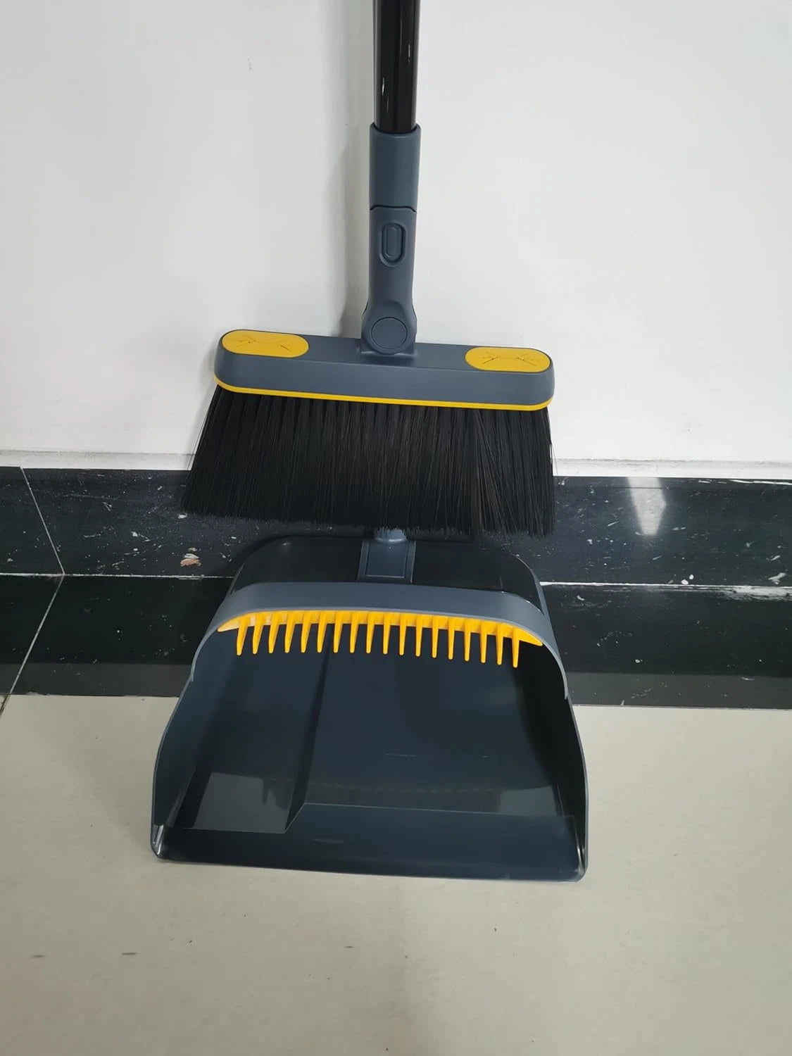 Broom and Dustpan Set for Home, 54 Inches Long Handle Lightweight 180 Degree Rot