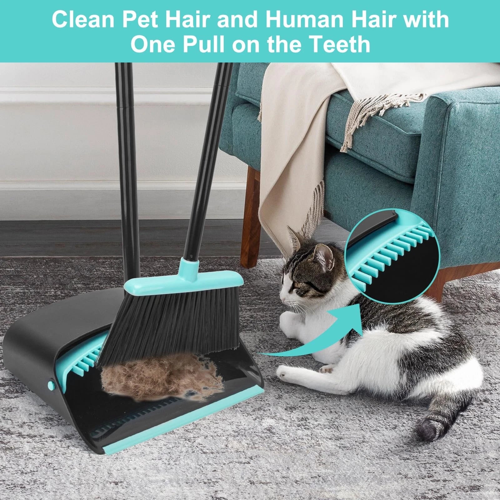 Best and Dust pan with 52Inch Long Extendable Handle,Broom Dustpan Combo Set,