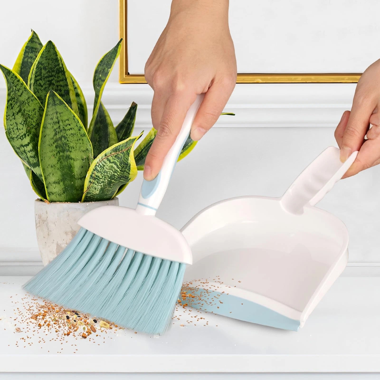 Dustpan and Broom Set/Small Mini Handheld with Cleaning Brush Combo for Home