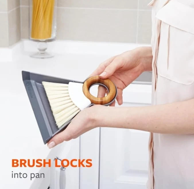 Full Circle Tiny Team Mini Compact Brush & Dustpan Set, Portable Handheld Broom