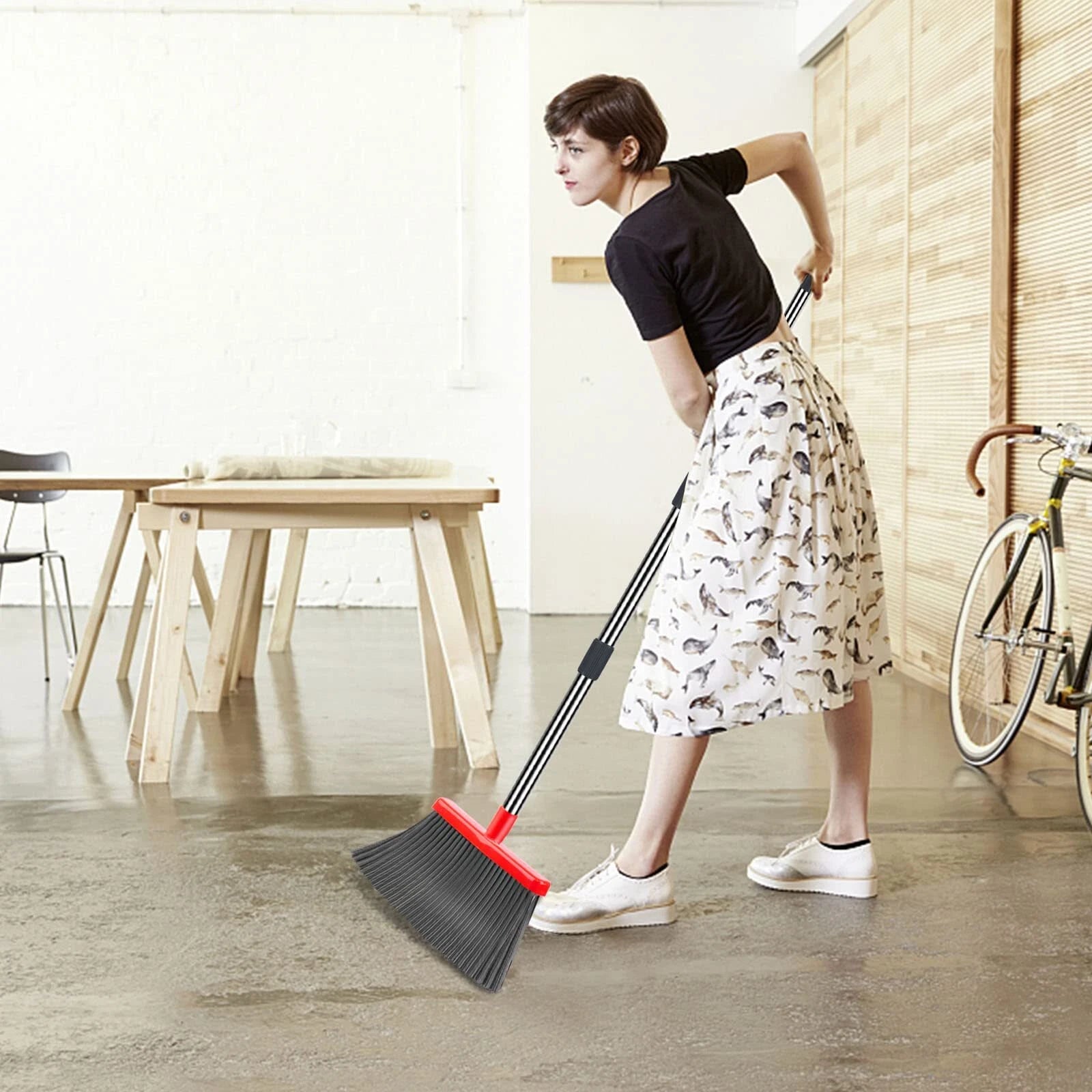Broom and Dustpan Set for Home Stand Up Broom and Dustpan Combo for Office In...