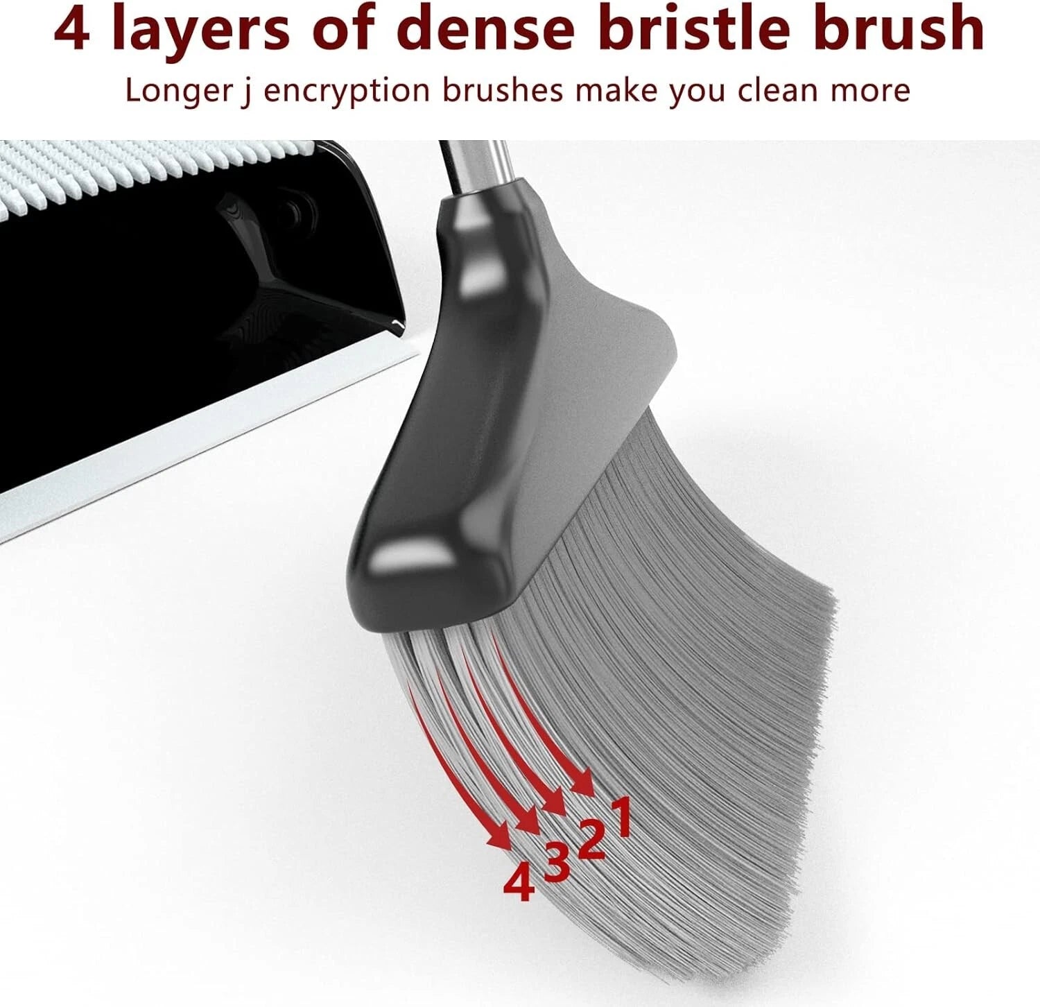 Broom with Dustpan Combo Set 54" Long Handle Angle Broom