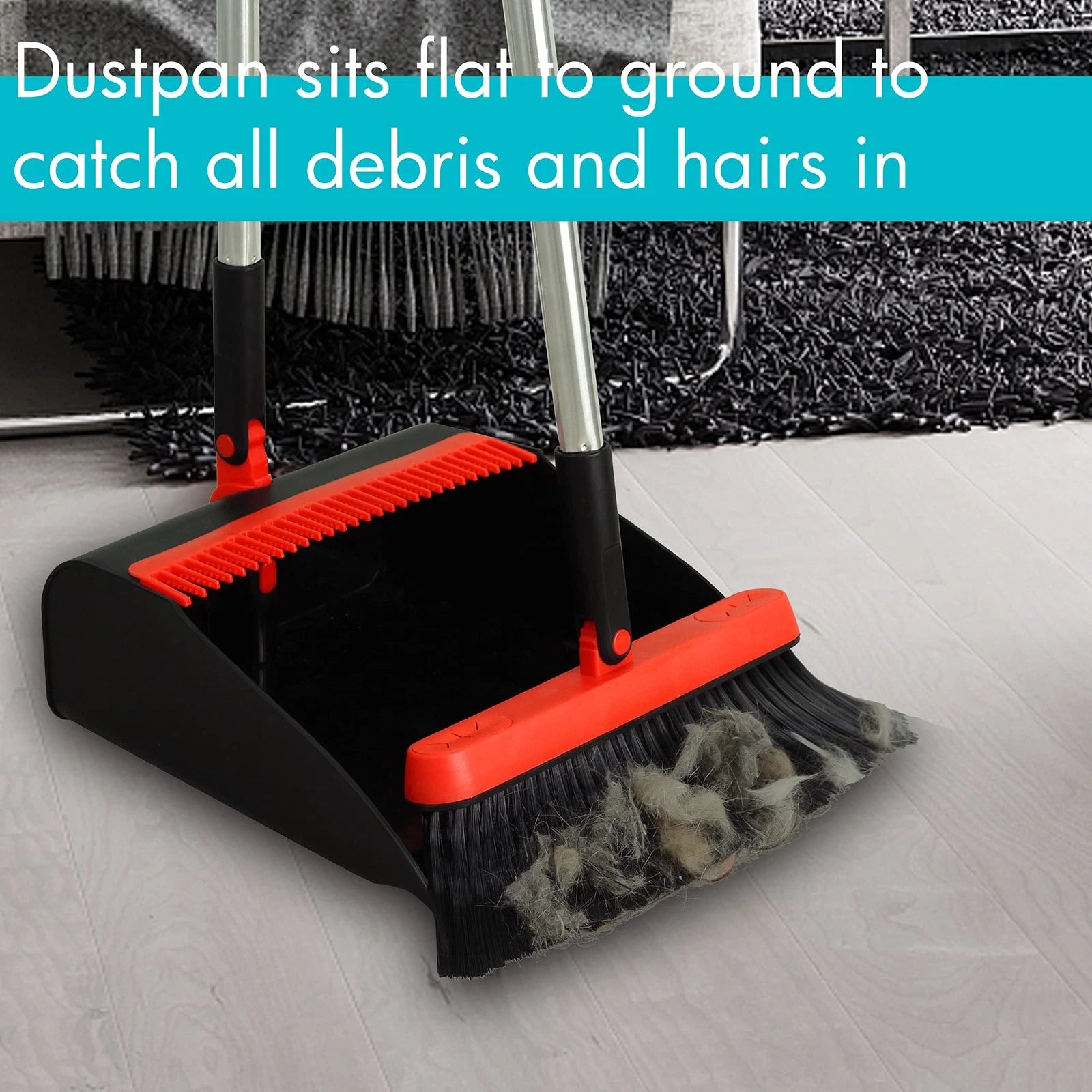 2-Pack Broom and Dustpan Combo Set, with 48" Adjustable Long Stainless Handle...