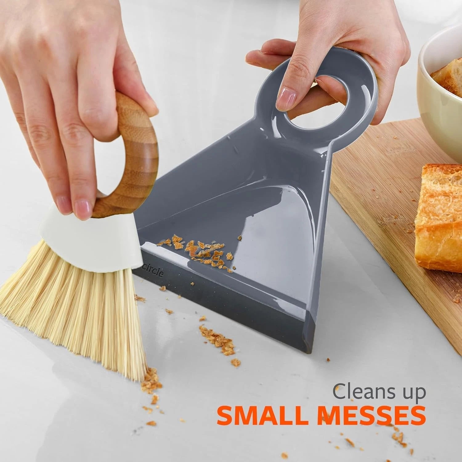 Full Circle Tiny Team Mini Compact Brush & Dustpan Set, Portable Handheld Broom