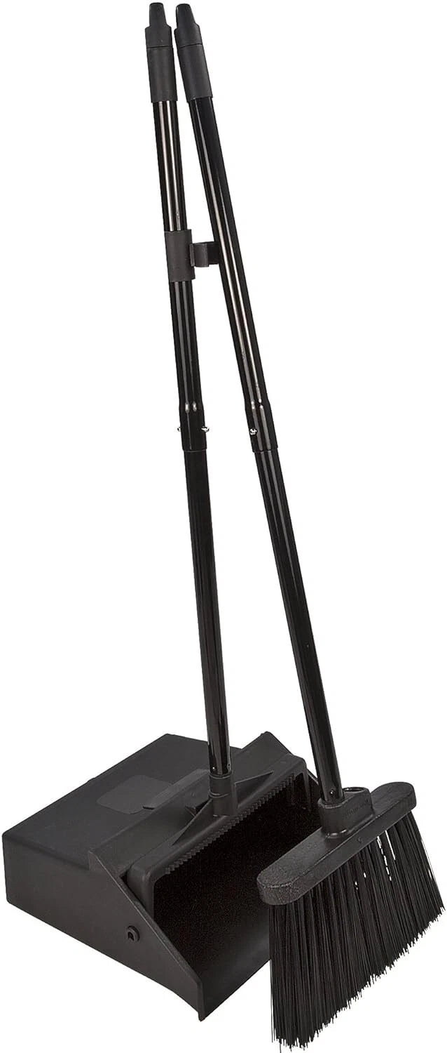 Compact Broom and Dustpan Set with Locking Feature - Ideal for Janitorial Use