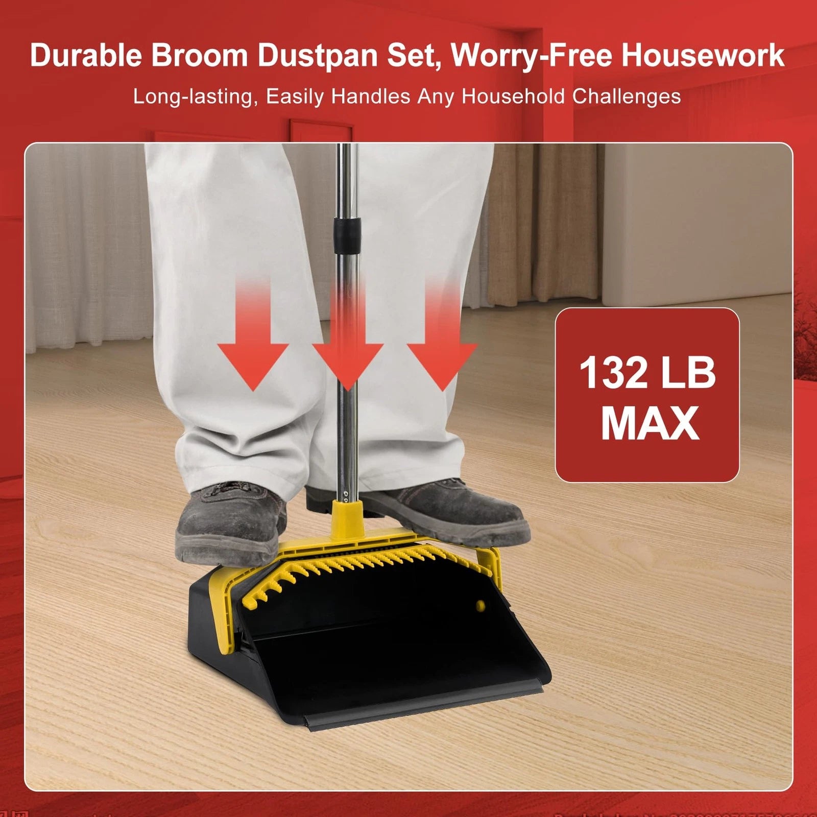 Broom with Dustpan Combo Set, Brooms and Dustpans Sets with 51'' Long Handle,...