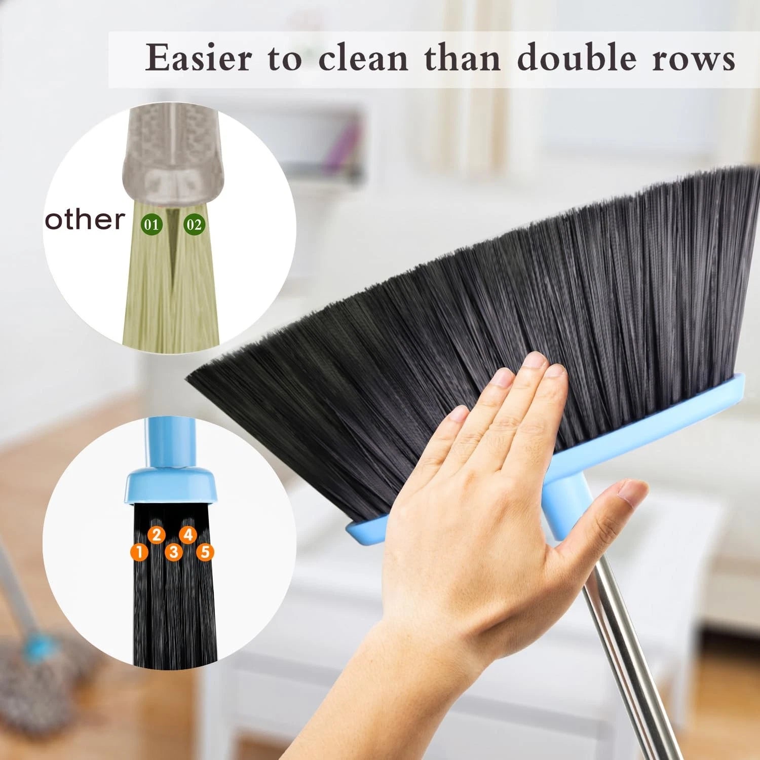 Broom and Dustpan Set for Home 2024 Indoor with Combo Upright Pans Long Handle