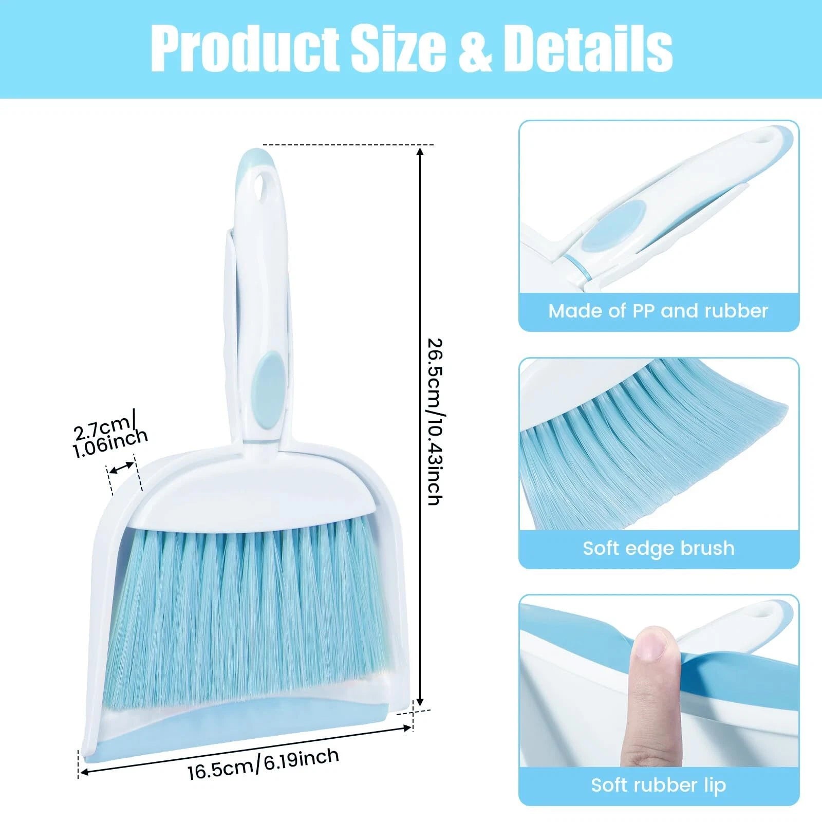 61 inch Broom Dustpan Combo Set Long Handle Stand-Up Home Kitchen Office