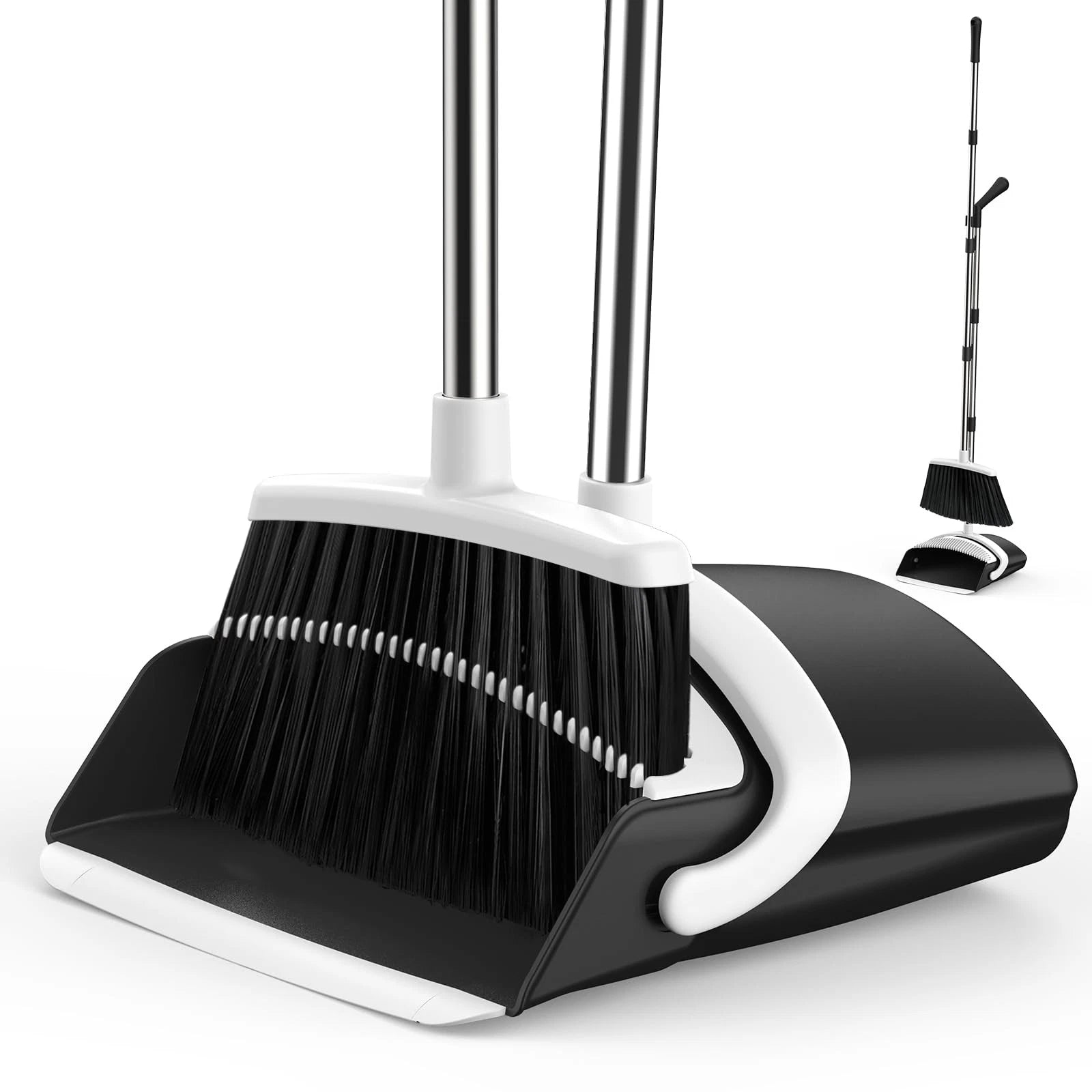 Broom and Dustpan Set for Home, 51-in Long Adjustable Handle Angle Broom and ...