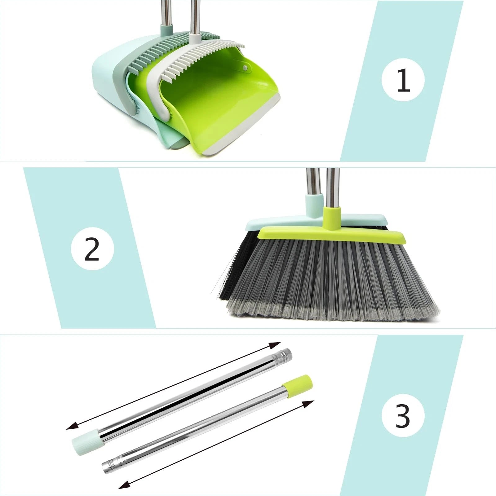 Broom and Dustpan Set Dustpans with Broom Combo for Home Heavy Dust Broom and...