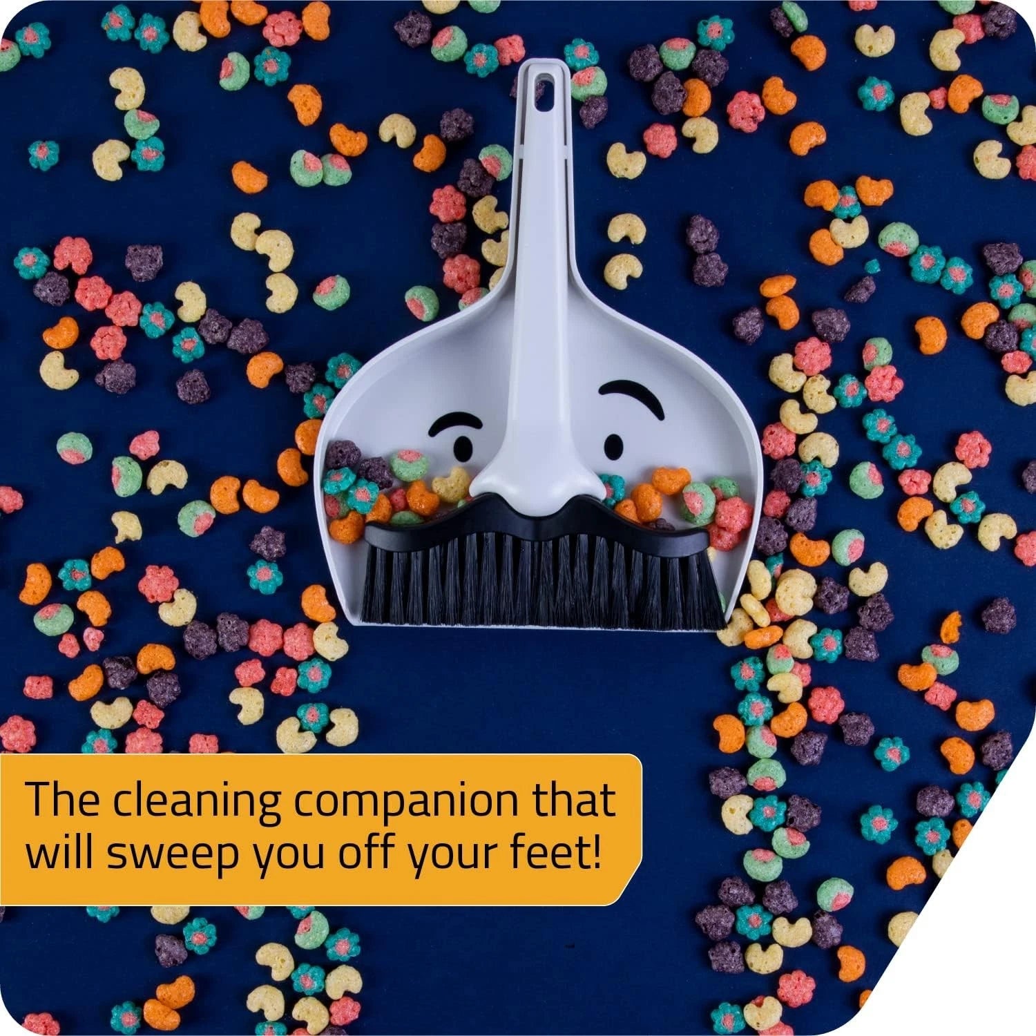 Dustache Small Dustpan and Brush Set Mini Broom and Dustpan Set Mustache Design