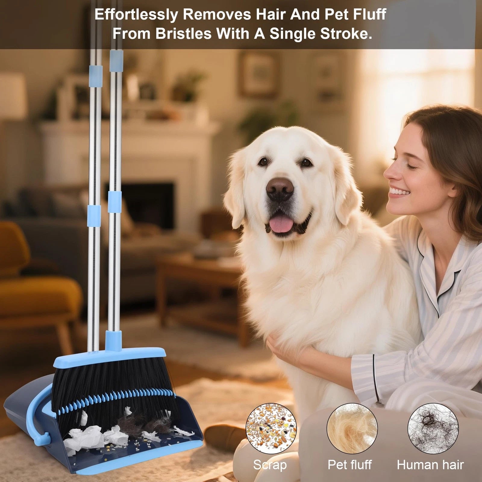 Broom And Dustpan Set For Home 2024 Indoor Broom With Dustpan Combo Set Upright