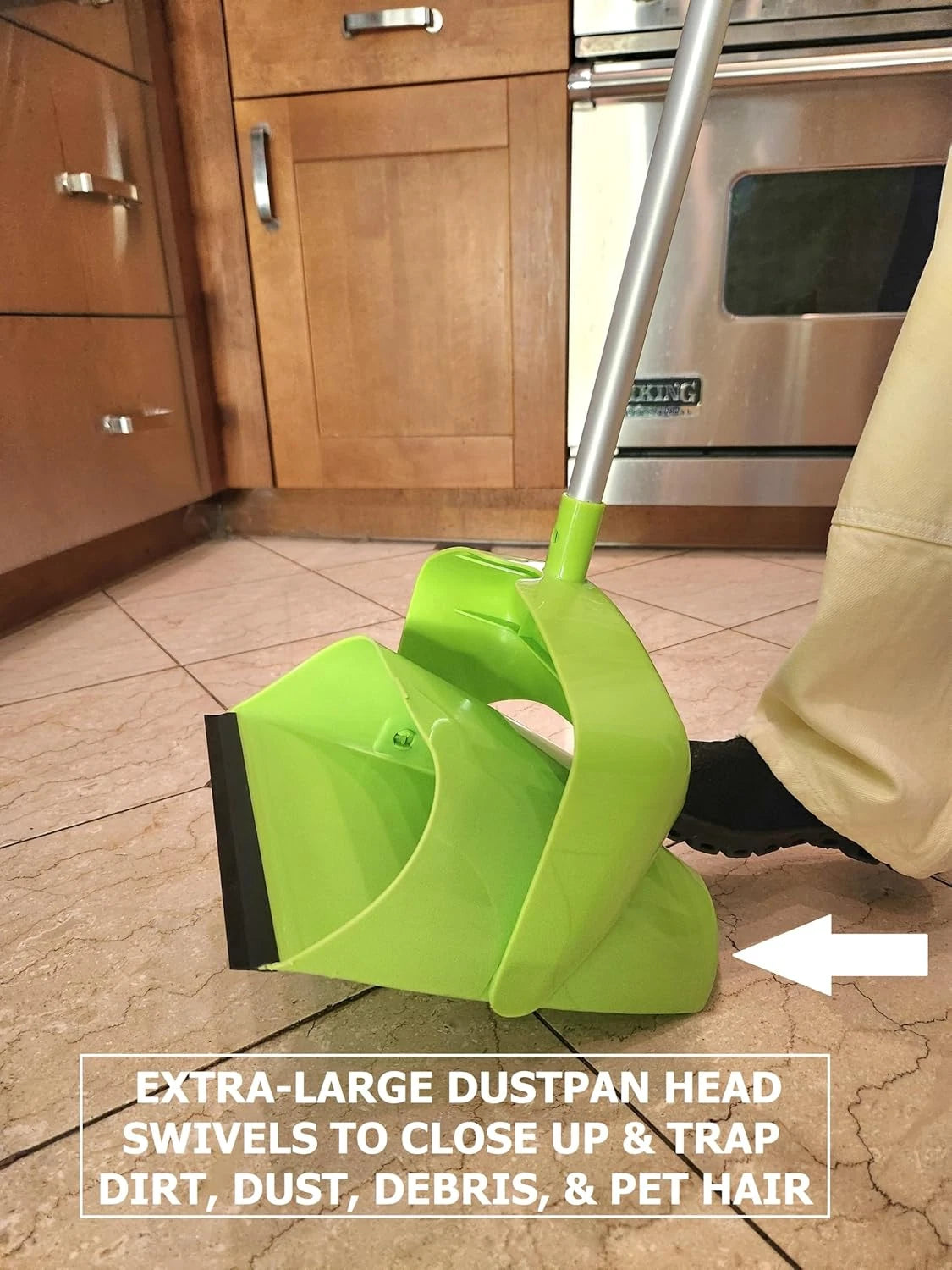 Broom and Dustpan Set for Home, Angled Broom and Upright Dustpan with Extendable