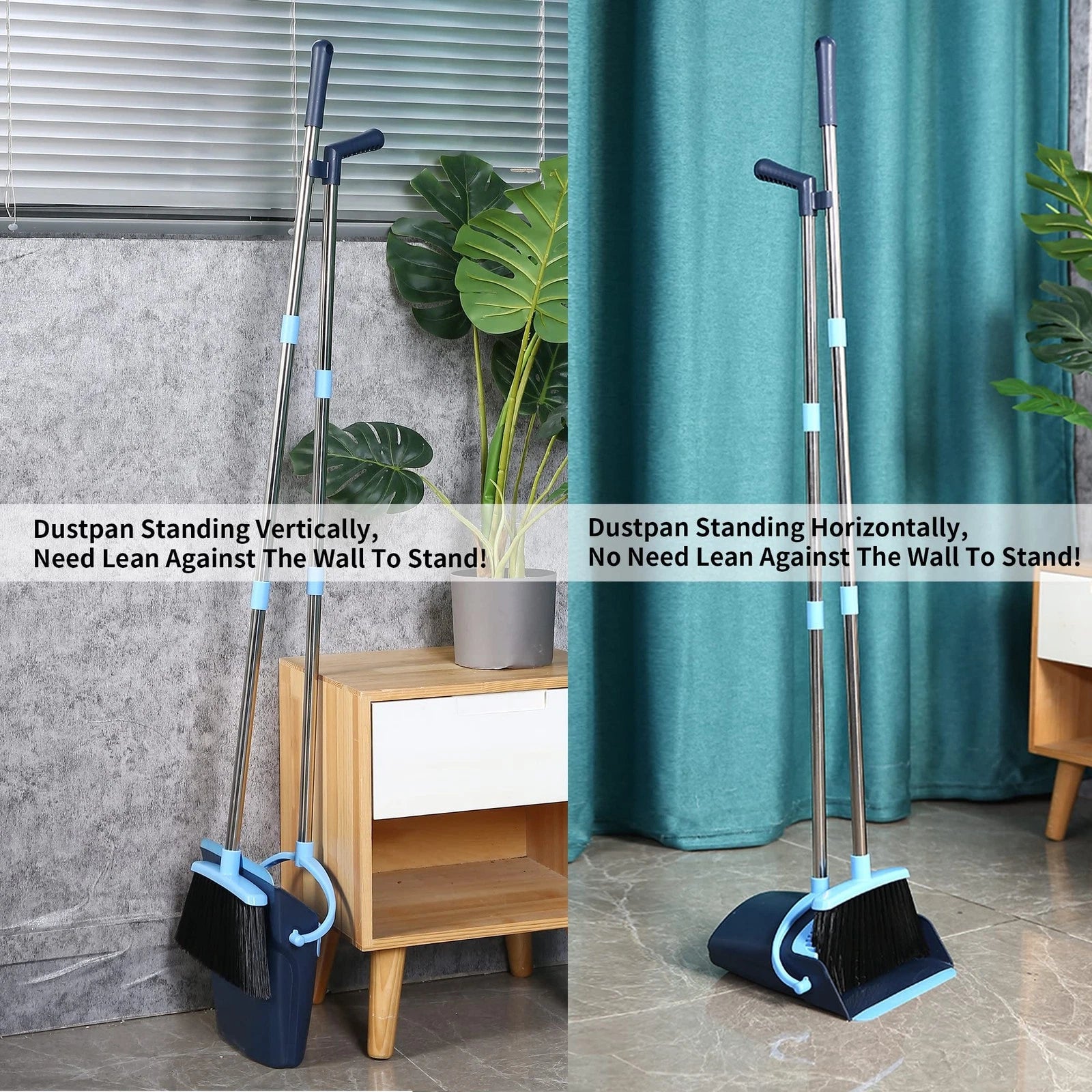 Broom And Dustpan Set For Home 2024 Indoor Broom With Dustpan Combo Set Upright