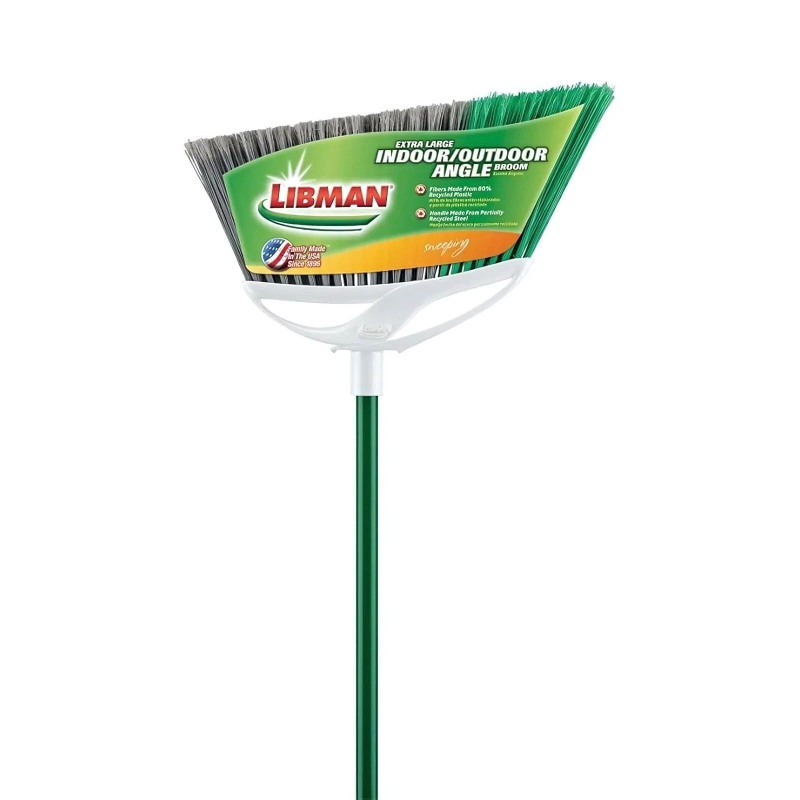 2 Pack Libman XL Heavy Duty Angle Steel Handle Broom With Dustpan Cleaning Set