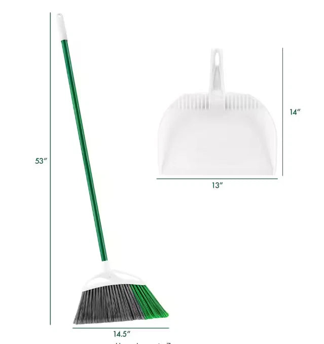 Heavy-Duty Libman 15 in. Angle Broom with Extra-Wide Sweep and Dustpan Set