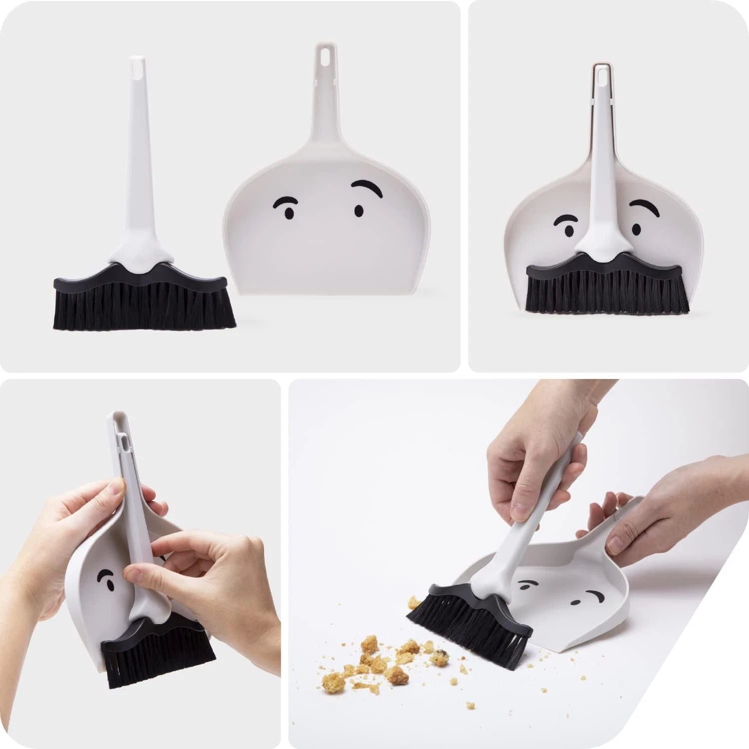 Dustache Small Dustpan and Brush Set Mini Broom and Dustpan Set Mustache Design