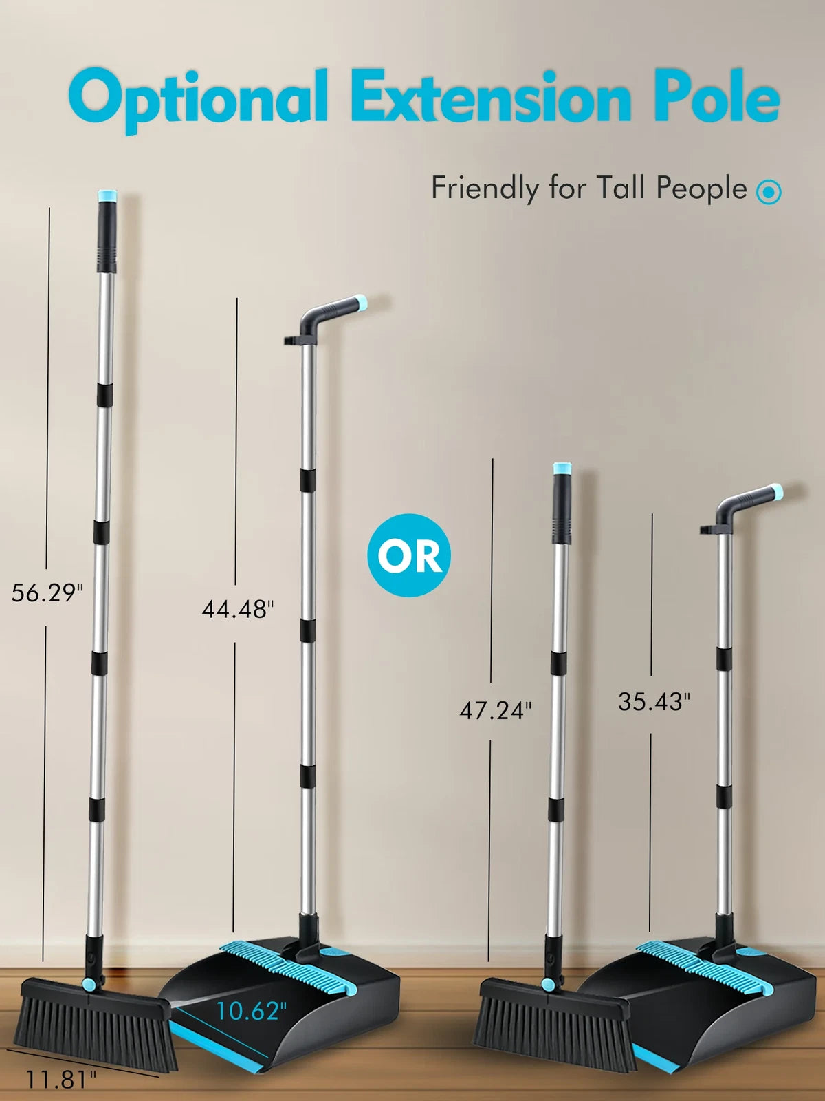 Broom and Dust Pan Combo, Steel Broom and Dustpan Set for Home