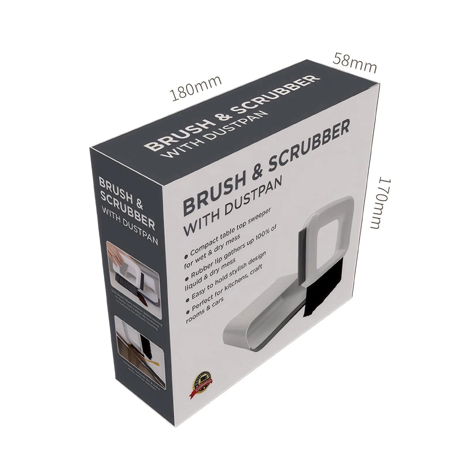 Compact Dustpan and Broom Set with Scrubber TPR Handle ABS Nylon Design Space...