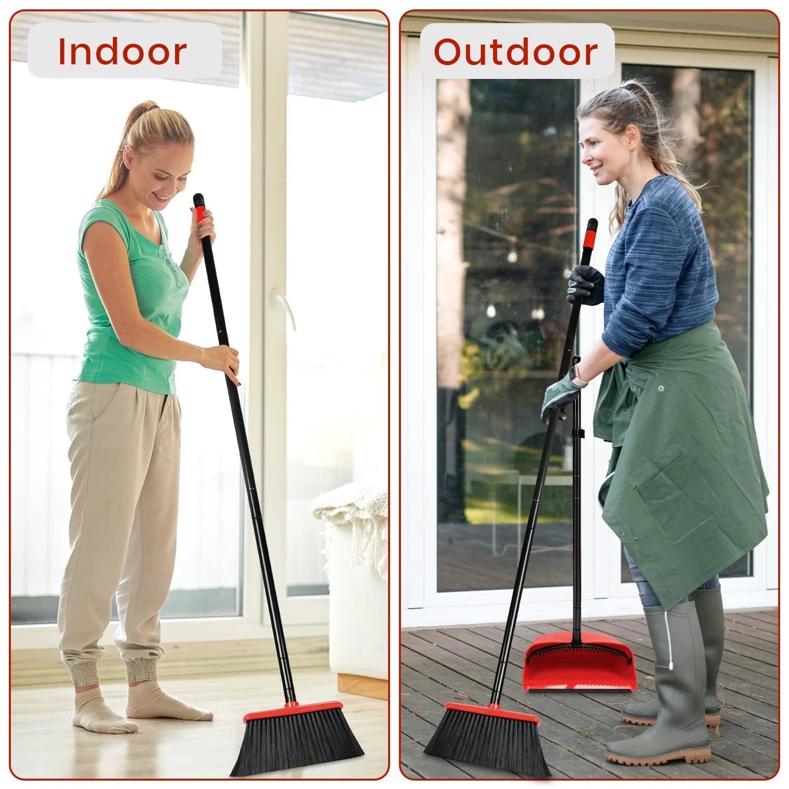 Broom and Dustpan Set 52 inch for Home