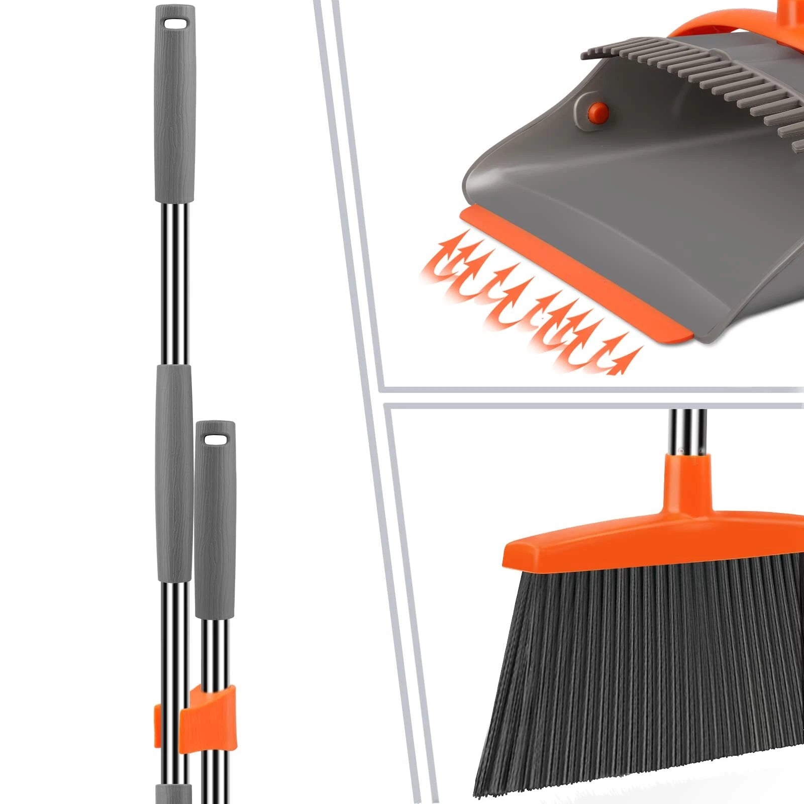 Broom and Dustpan Set for Home Broom and Dustpan Combo for Office Long Handle...