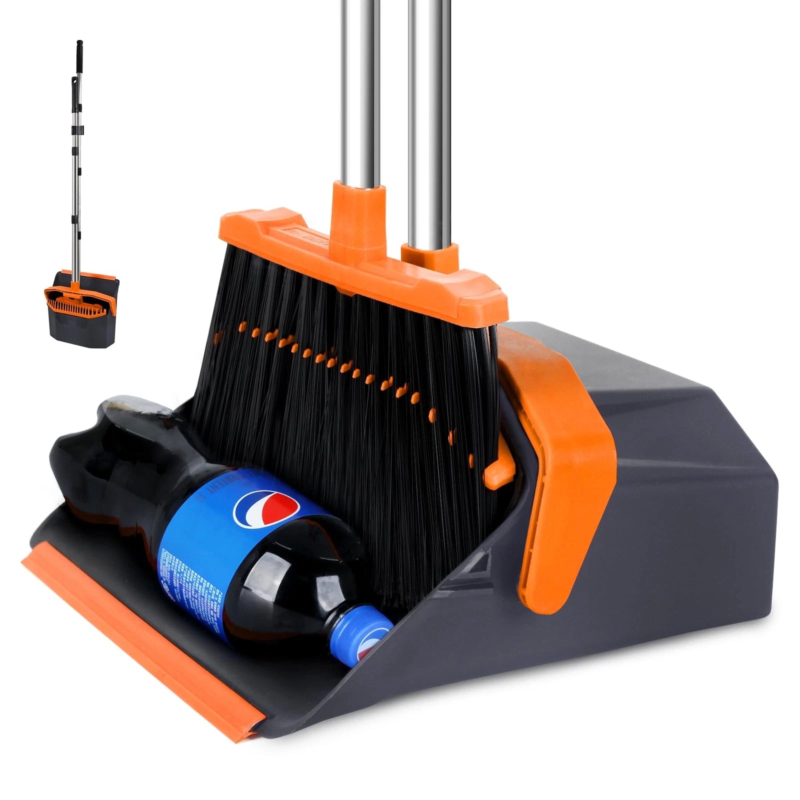 Broom And Dustpan Set Large Brooms And Dust Pans With 51'' Long Handle Upright B