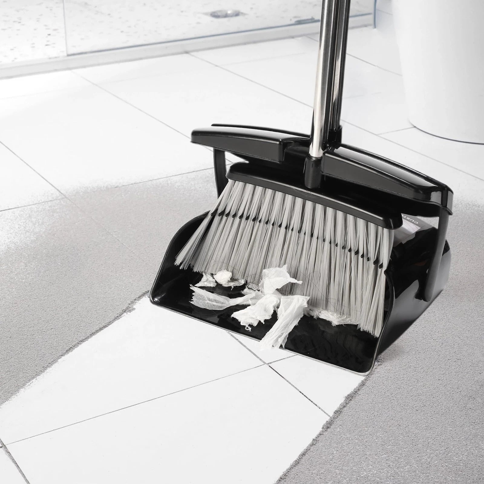 Broom and Dustpan Set for Home with Lid Indoor Upright Dustpan Broom and Dust...
