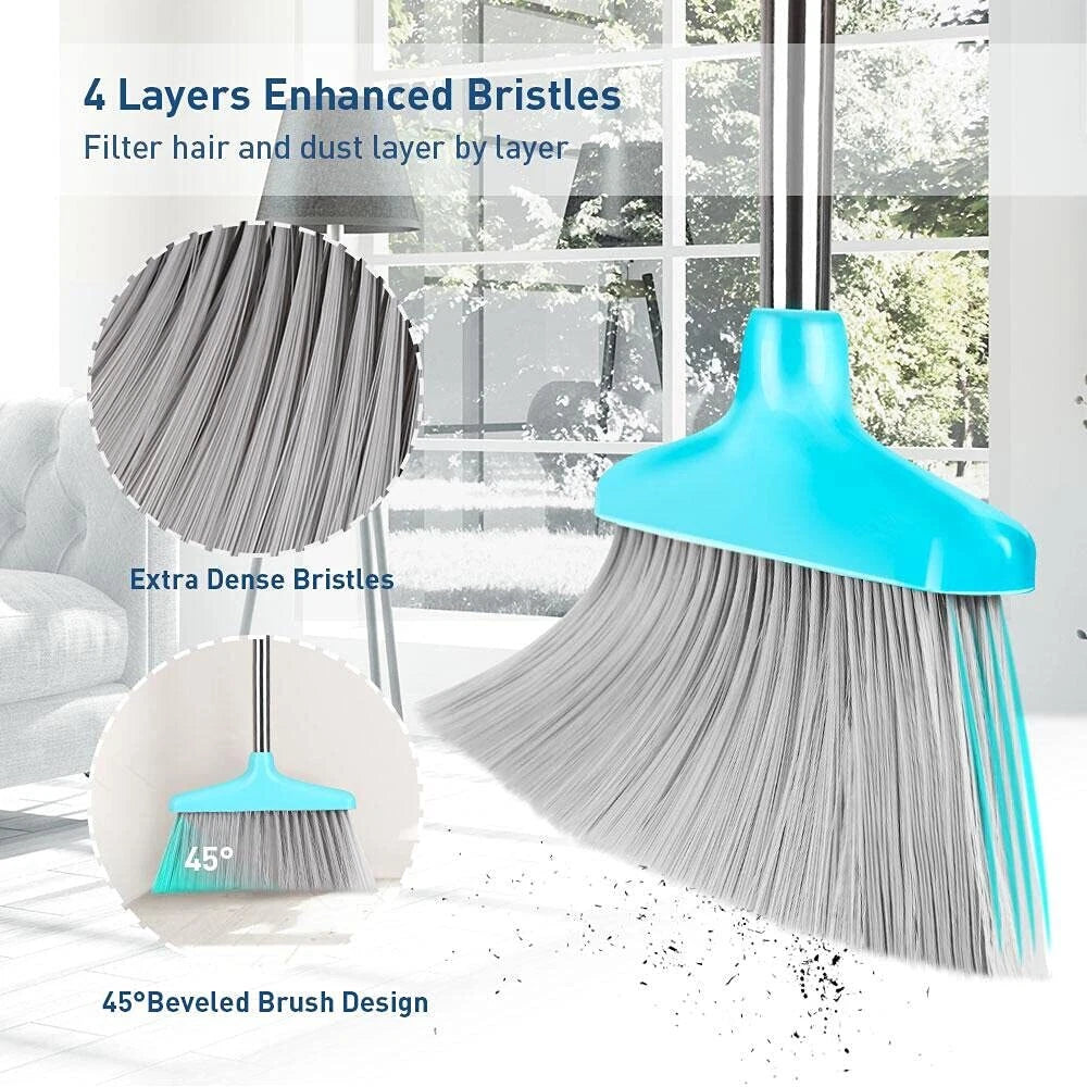 Broom And Dustpan Set 48" Long Handle Broom And Collapsible Dust Pan Combo For H