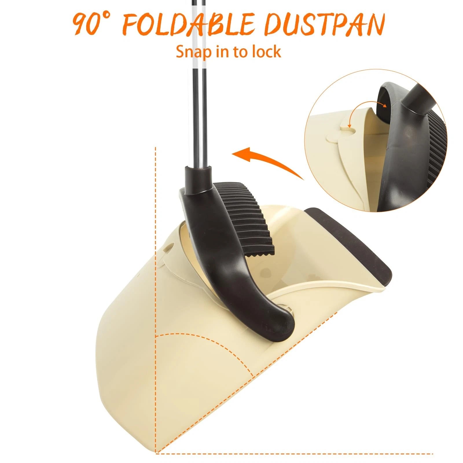 Broom and Dustpan Set with 51" Stainless Handle Soft Bristles for Home Use