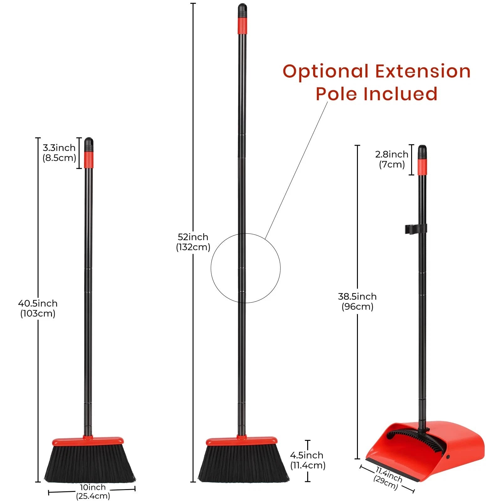 Broom and Dustpan Set 52 inch Broom and Dust Pan Combo for Home Cleaning