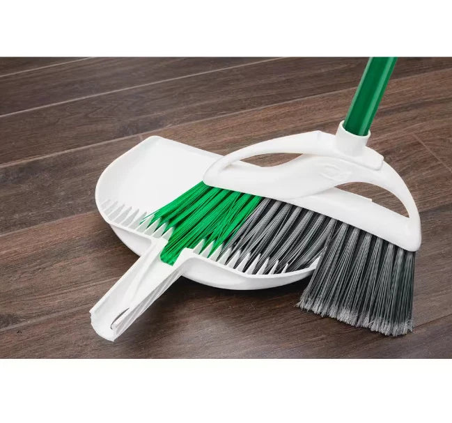 Heavy-Duty Libman 15 in. Angle Broom with Extra-Wide Sweep and Dustpan Set