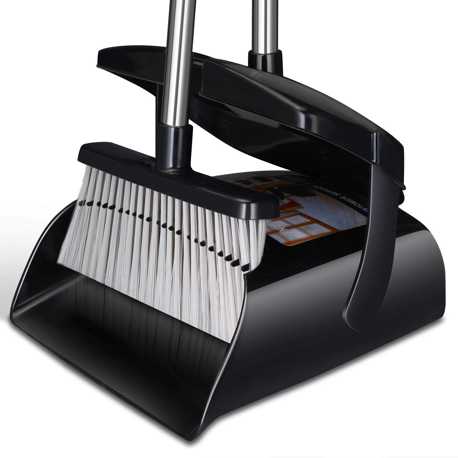 Broom and Dustpan Set for Home with Lid Indoor Upright and Combo Long Handle