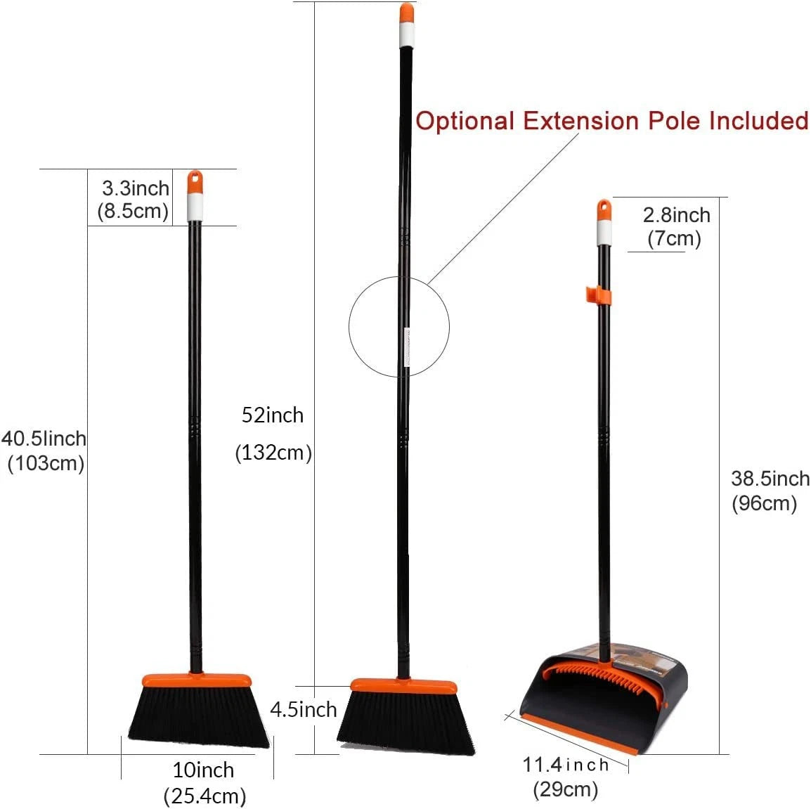 Broom and Dustpan Set with 52" Long Handle for Home Kitchen Room Office Lobby...