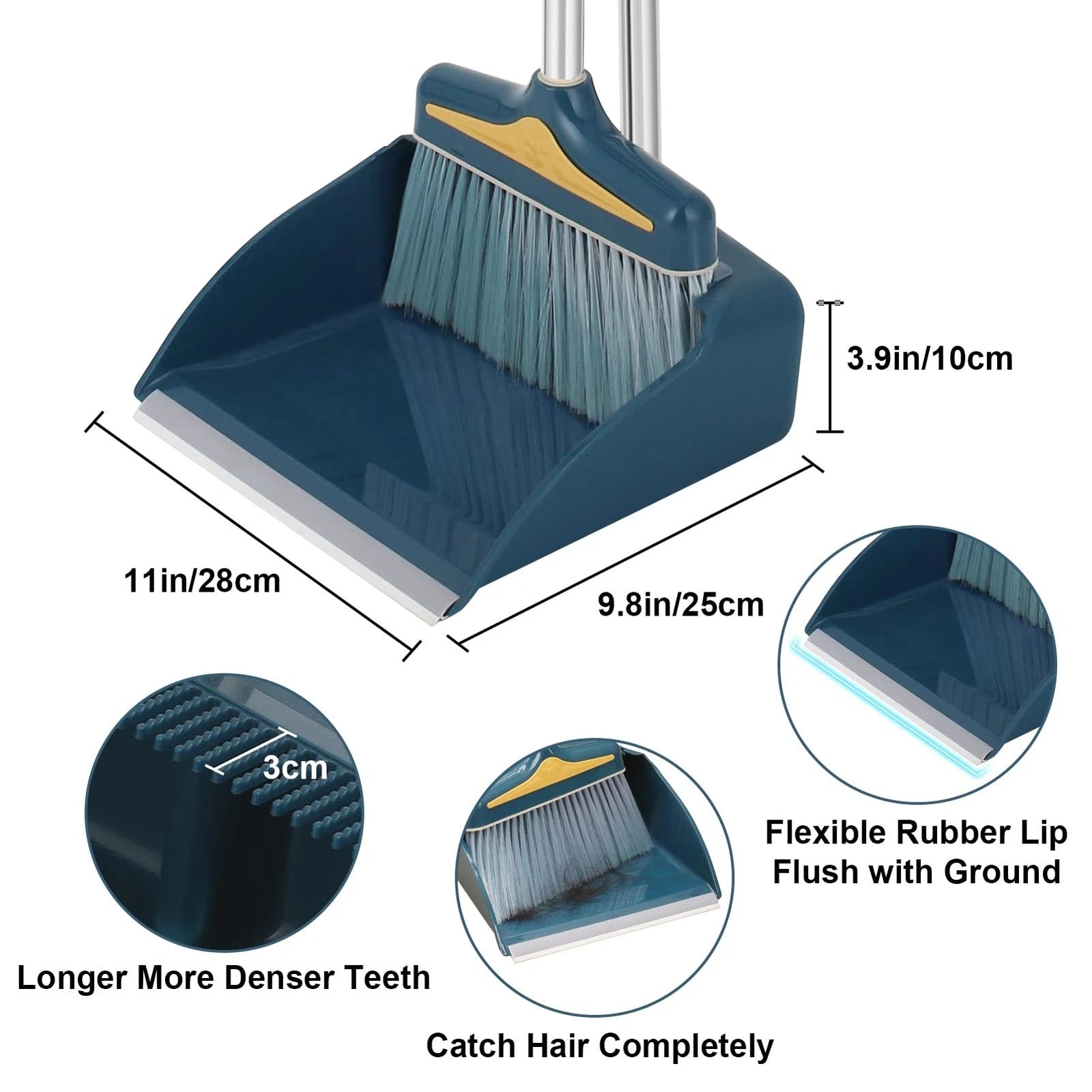 Broom with Dustpan Combo Set Long Handle and Sturdy Wide for Home Office Kitchen