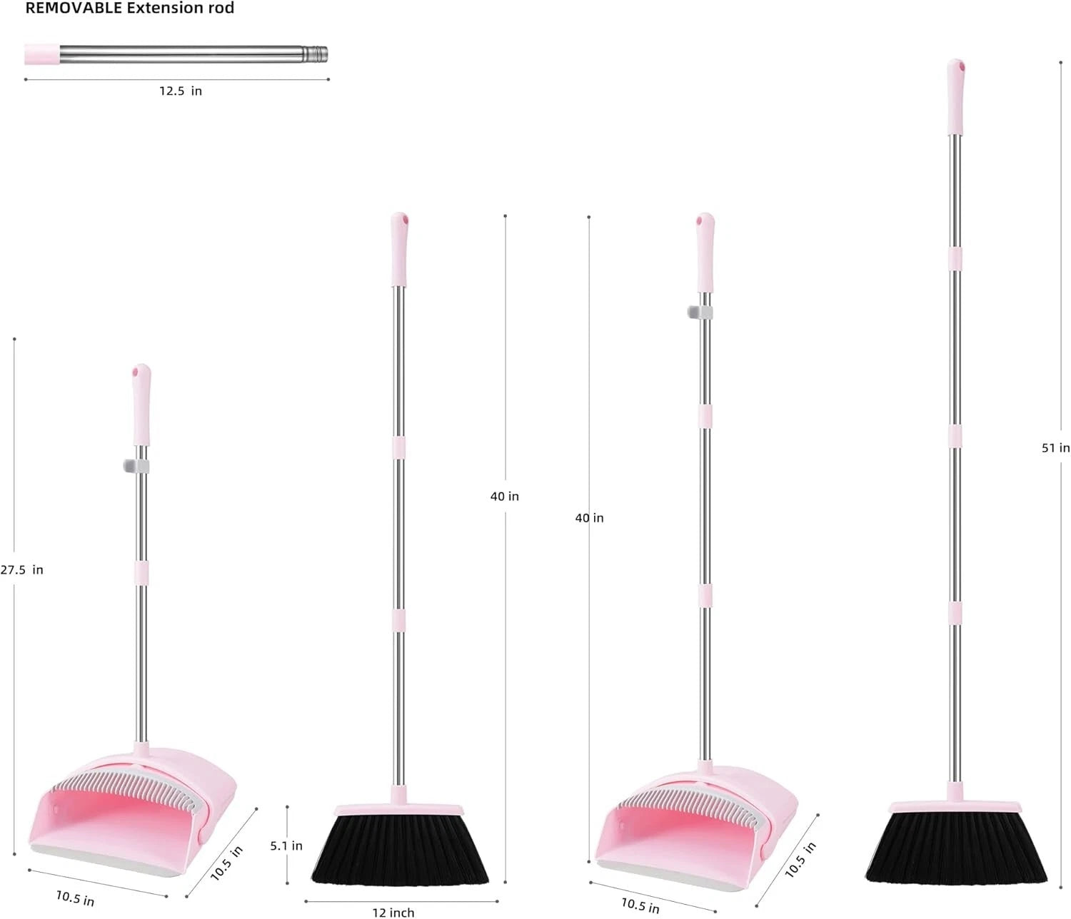 Broom and Dustpan Set House Brooms for Sweeping Indoor Collapsible and Combo