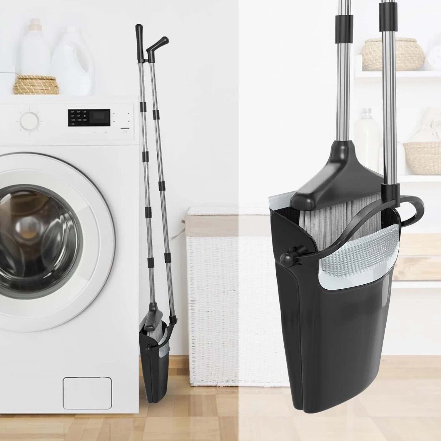 Broom and dustpan combination set (54 inches) long handle household dustpan