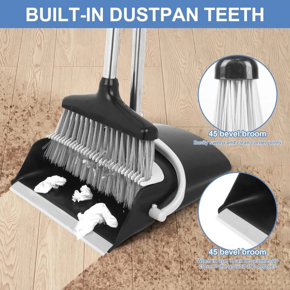 Broom and Dustpan Set Lightweight Upright Lobby Broom and Dust Pan Combo *