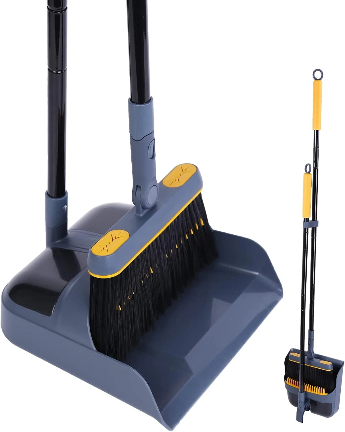Broom and Dustpan Set for Home, 54 Inches Long Handle Lightweight 180 Degree Rot