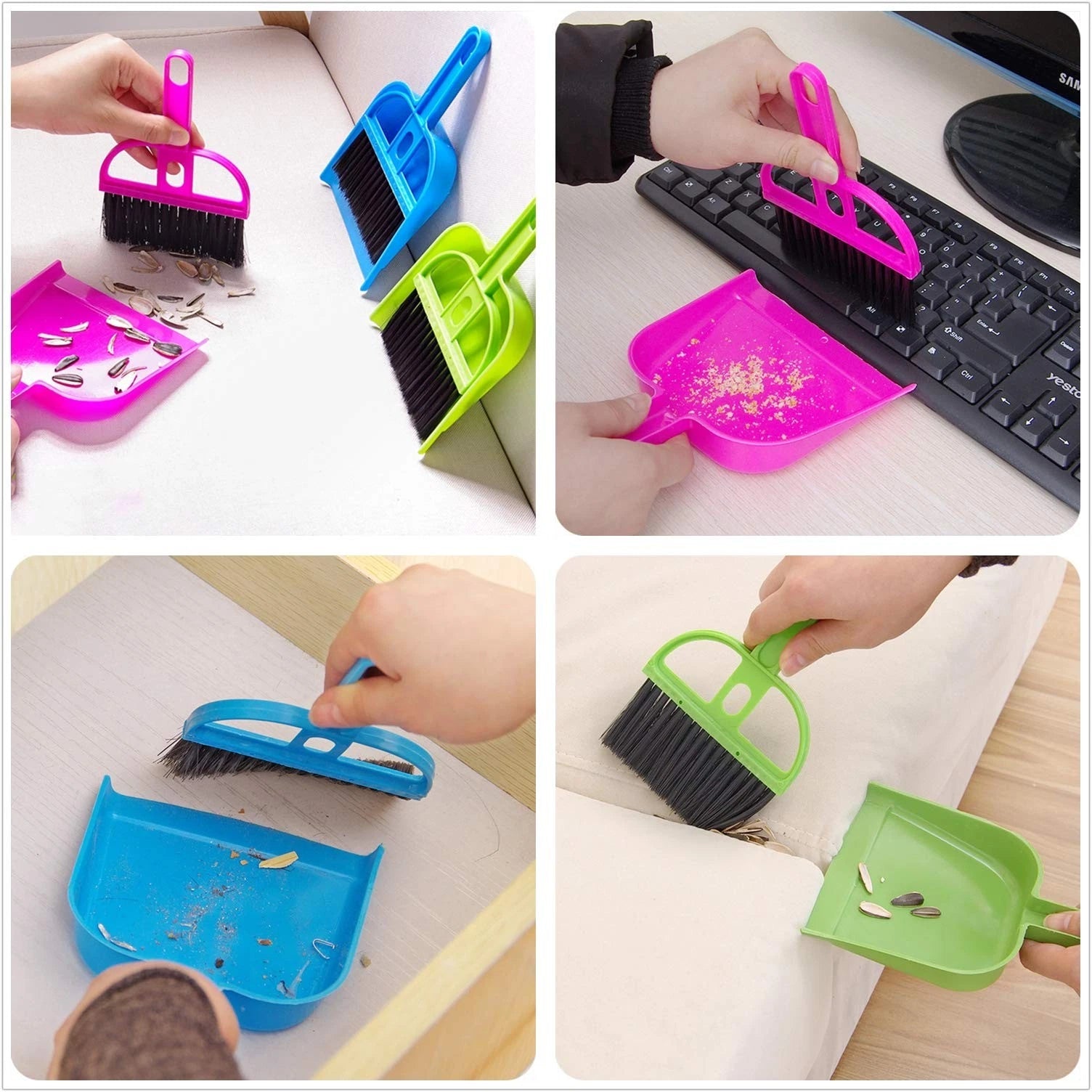 6 Pack Mini Dust Pan and Brush Set, Mini Hand Broom Dustpan Set for Table, De...