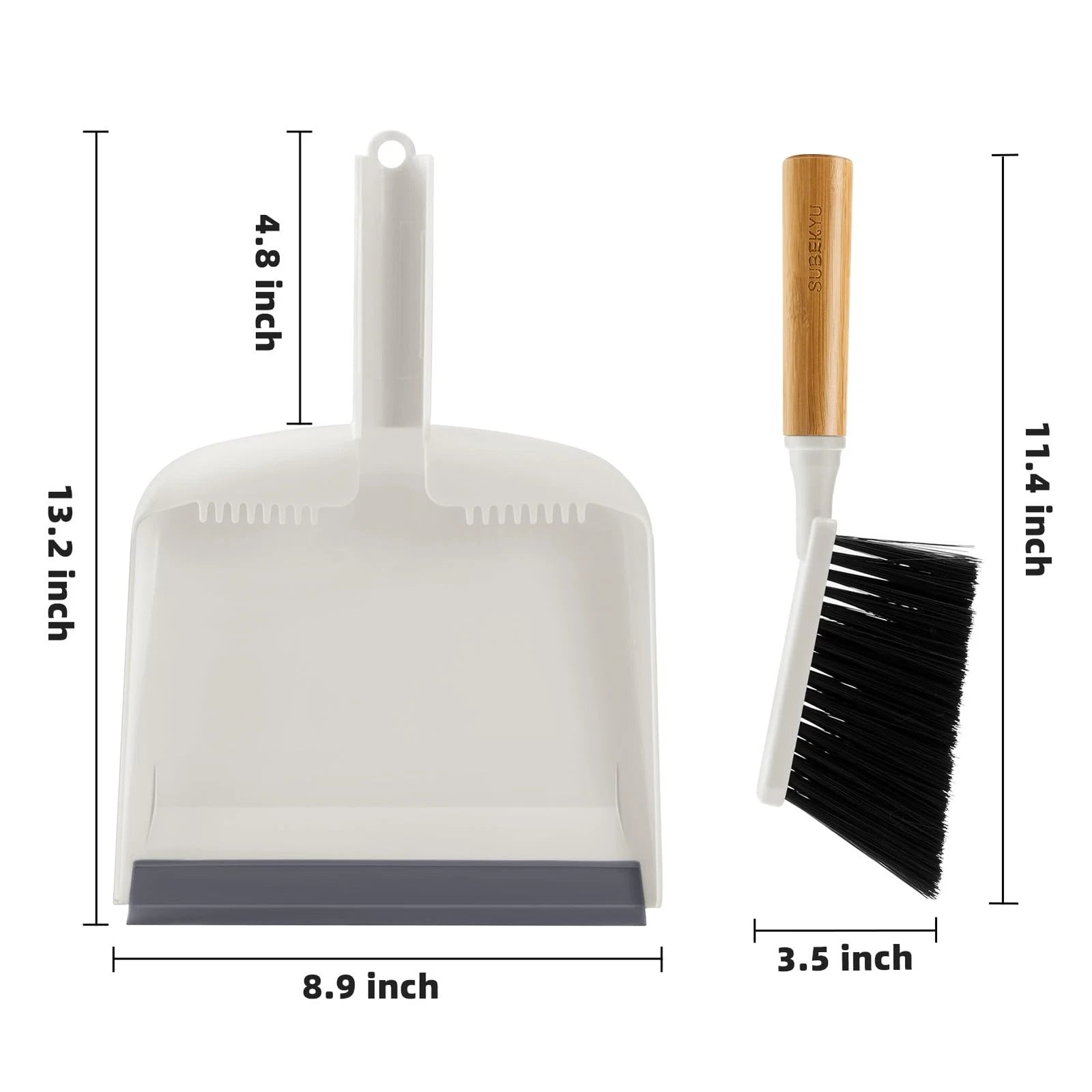 Dustpan and Brush Set with Bamboo Handle, Hand Mini Broom and Dustpan Set, Small