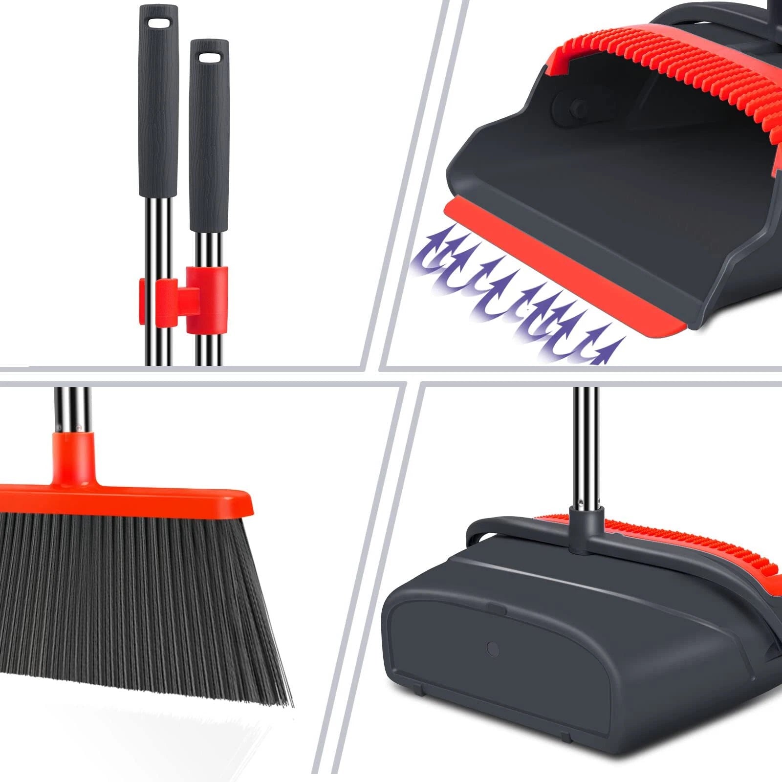 Broom And Dustpan Set For Home Stand Up Broom And Dustpan Combo For Office Indoo